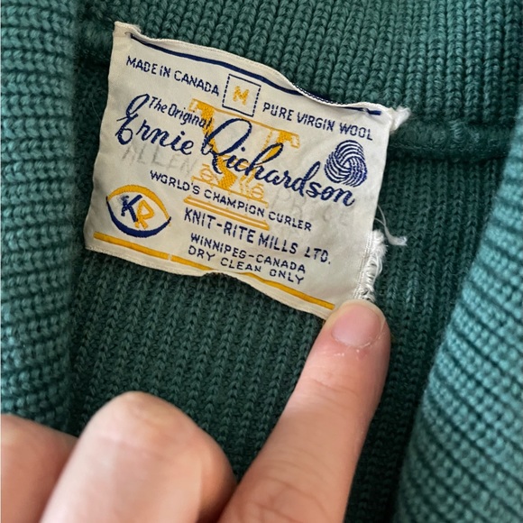 Vintage Ernie Richardson, Knit Rite Mills Ltd Curling Sweater/cardigan, M - Picture 3 of 5